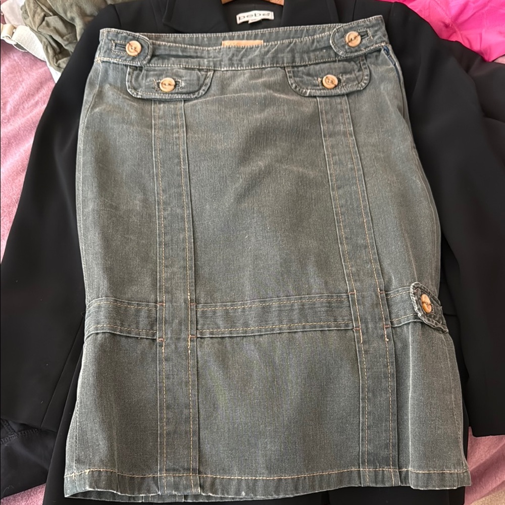 Yanuk Green Mini Cargo Pencil Skirt Casual